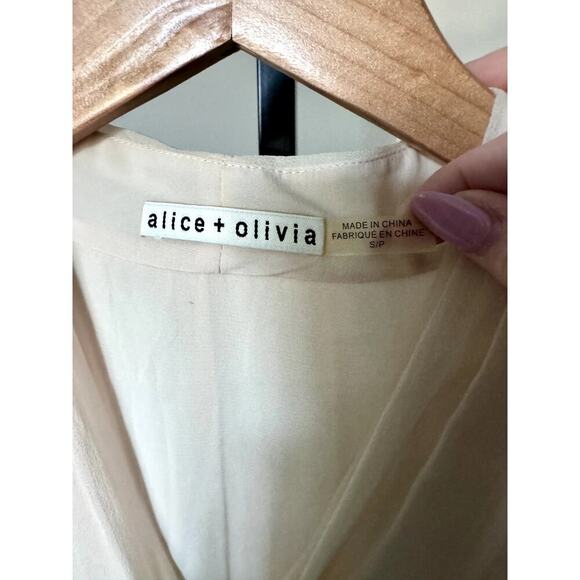 Alice + Olivia Axel Cross Front Top in Champagne Pleated - Picture 6 of 8